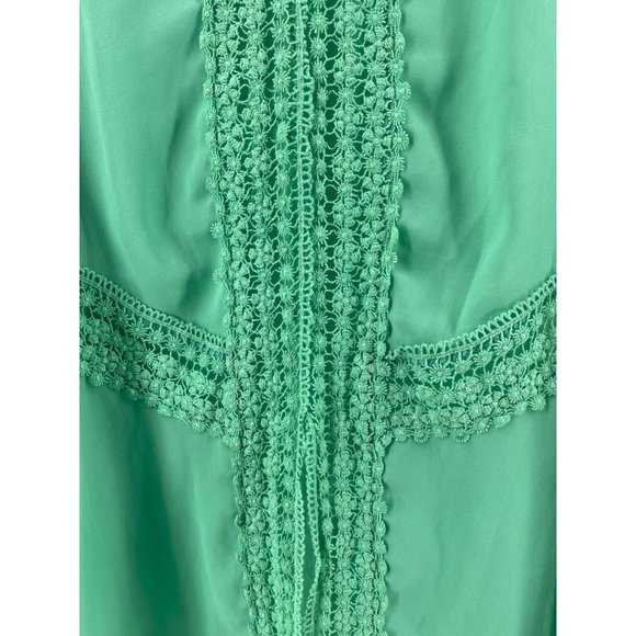 Entro  Women's Long Sleeve Mint Green Boho Crochet Back Shirt Top Blouse Medium - Picture 6 of 10